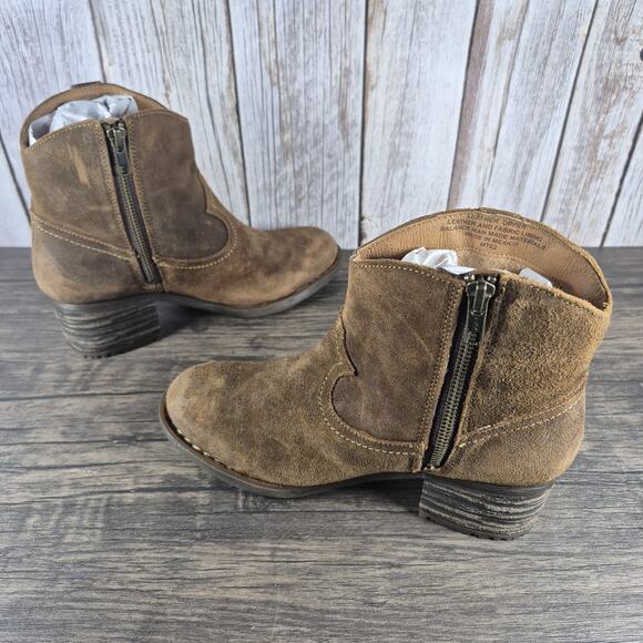 Born Alondra Fringe Block Heel Cowboy Western Tassle Boots Women's 8 Brown Suede - Picture 5 of 9